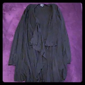 Black fit and flare open front cardigan